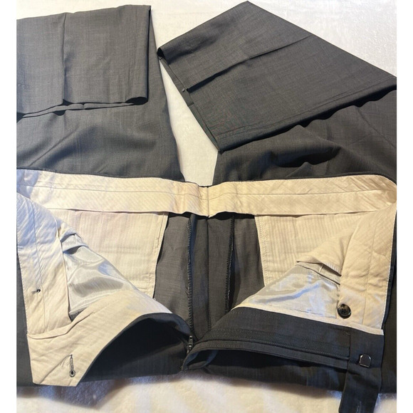 Hugo Boss 44L 38x29 Steel Gray Nailhead 2 Piece Quality Suit Set Virgin Wool - Picture 7 of 16